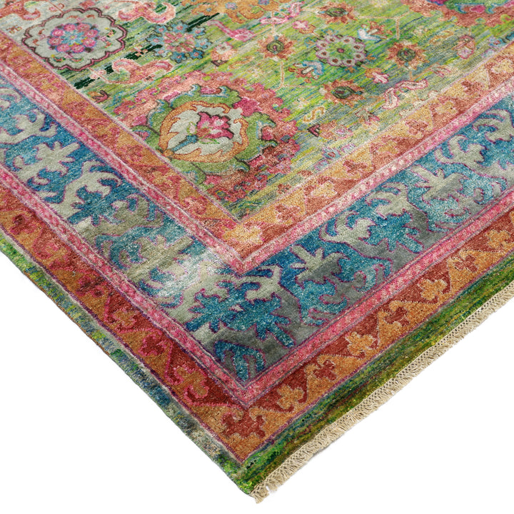 Green Alchemy Traditional Silk Wool Blend Rug - 9'9" x 13'10"