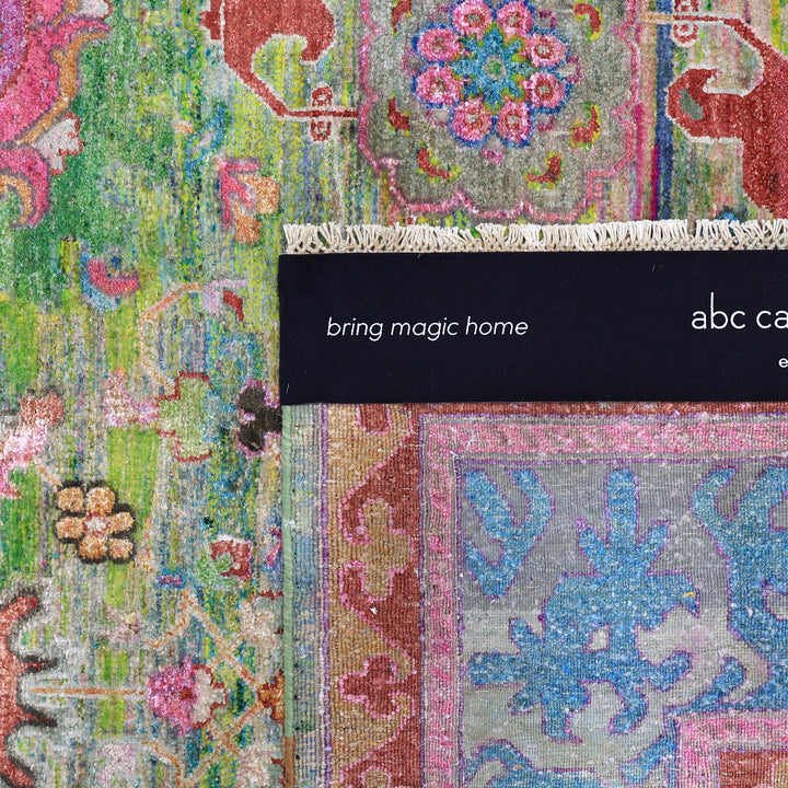 Green Alchemy Traditional Silk Wool Blend Rug - 9'9" x 13'10"