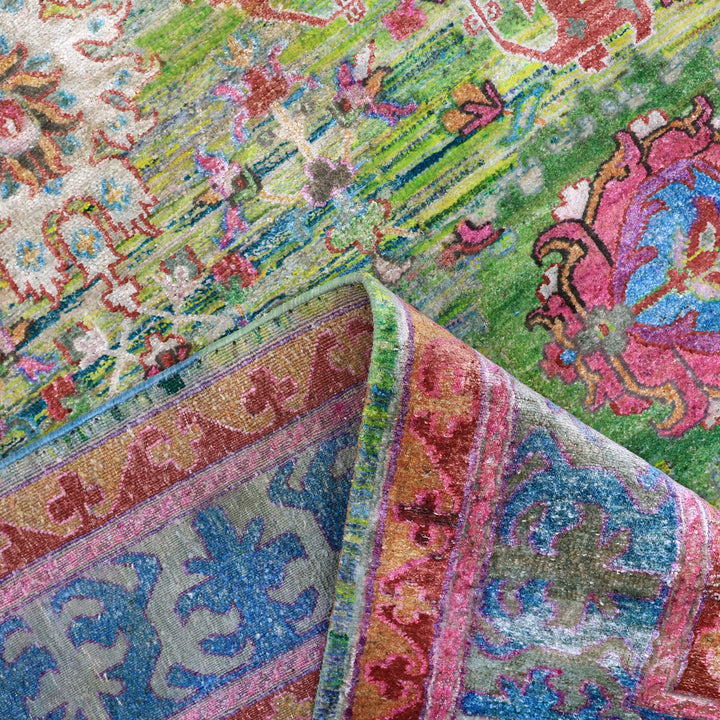 Green Alchemy Traditional Silk Wool Blend Rug - 9'9" x 13'10"