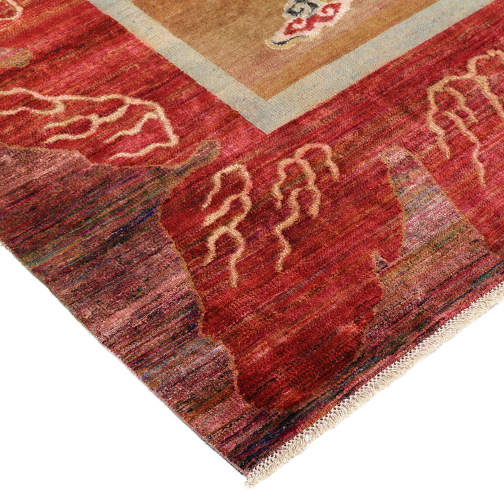 Red Alchemy Traditional Silk Wool Blend Rug - 8' x 7'11"