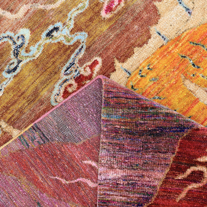 Red Alchemy Traditional Silk Wool Blend Rug - 8' x 7'11"
