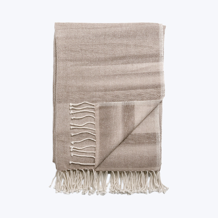 Stripe Cashmere Wool Throw Mocha