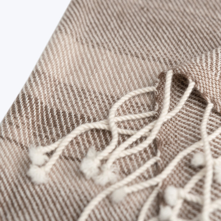 Stripe Cashmere Wool Throw Mocha