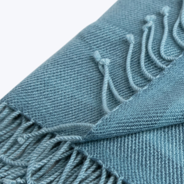 Stripe Cashmere Wool Throw Blue