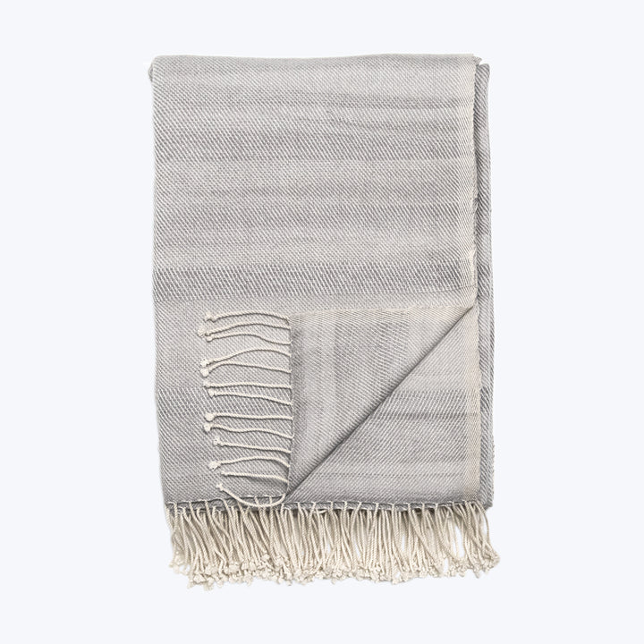 Stripe Cashmere Wool Throw Grey