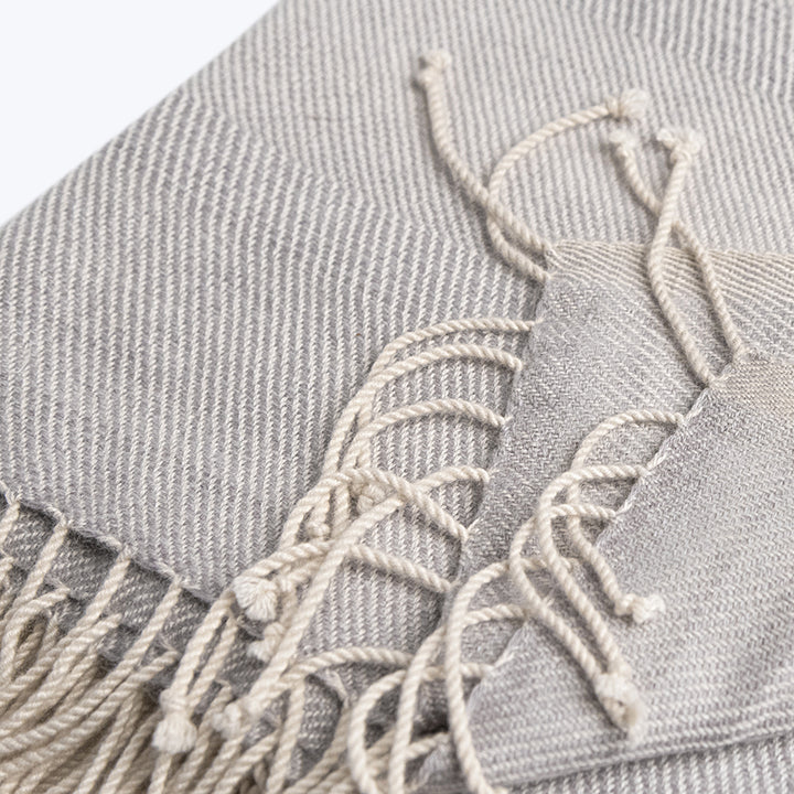 Stripe Cashmere Wool Throw Grey