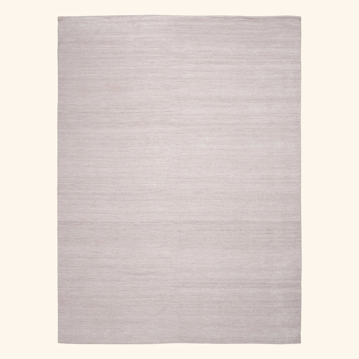 White & Pink Solid Saree Silk Kilim Rug - 10' x 14'