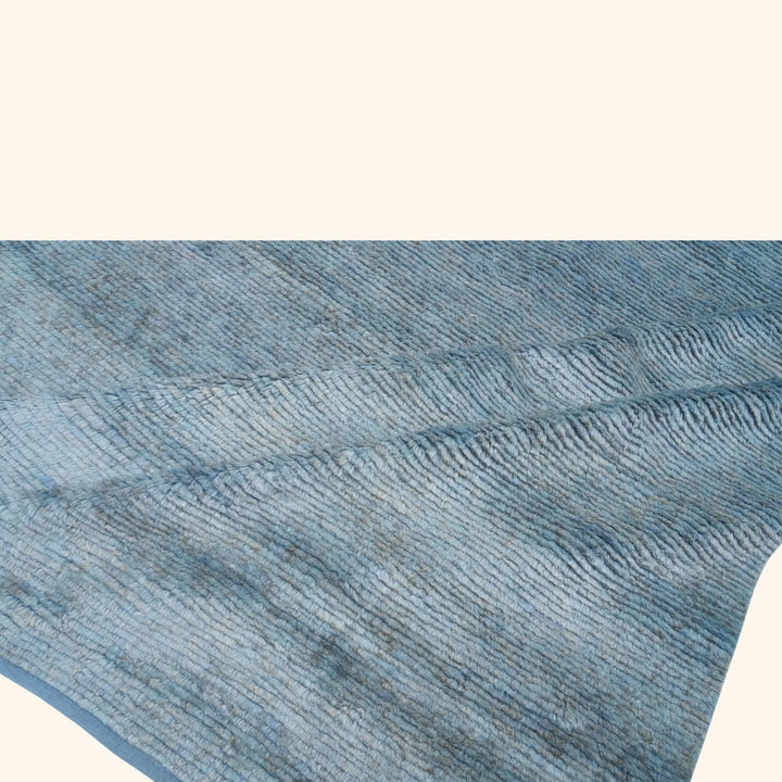 Solid Wool Silk Blend Rug - 10' x 14' Sky Blue