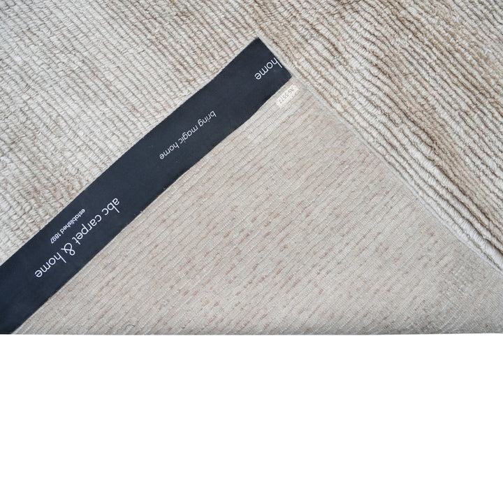 Solid Wool Silk Blend Rug - 10' x 14' Beige