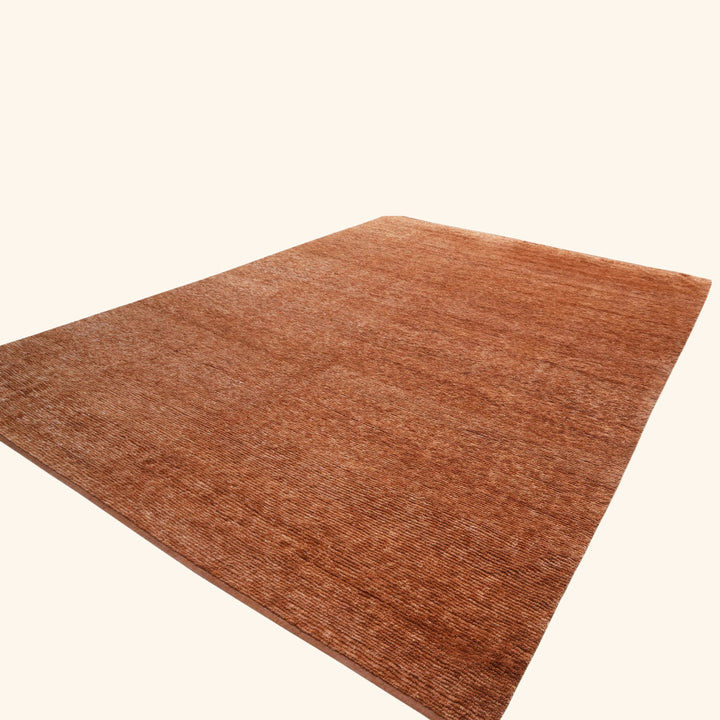 Solid Wool Silk Blend Rug - 10' x 14' Gold