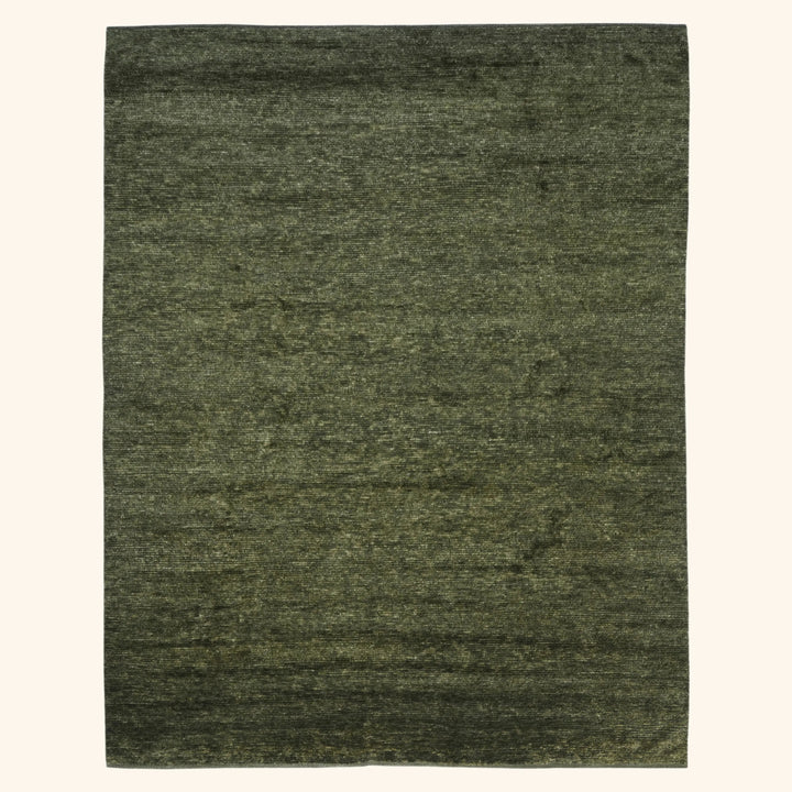 Solid Wool Silk Blend Rug - 10' x 14' Green