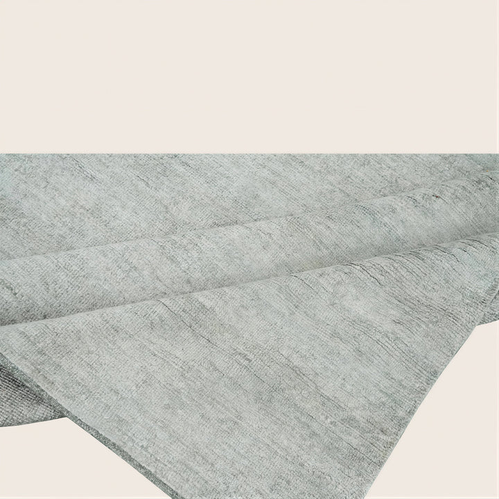 Solid Saree Silk Rug Light Green / 9x12
