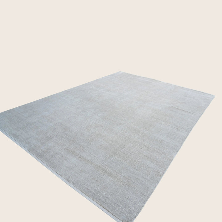 Solid Saree Silk Rug Light Beige / 9x12