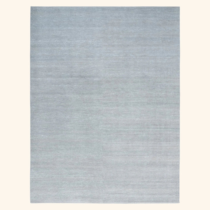 Solid Wool Saree Silk Blend Rug Grey / 10x14