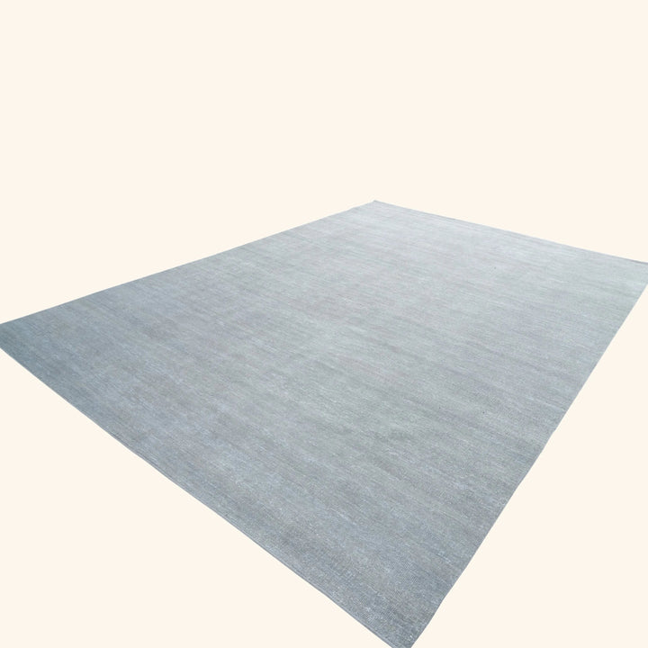 Solid Wool Saree Silk Blend Rug Grey / 10x14