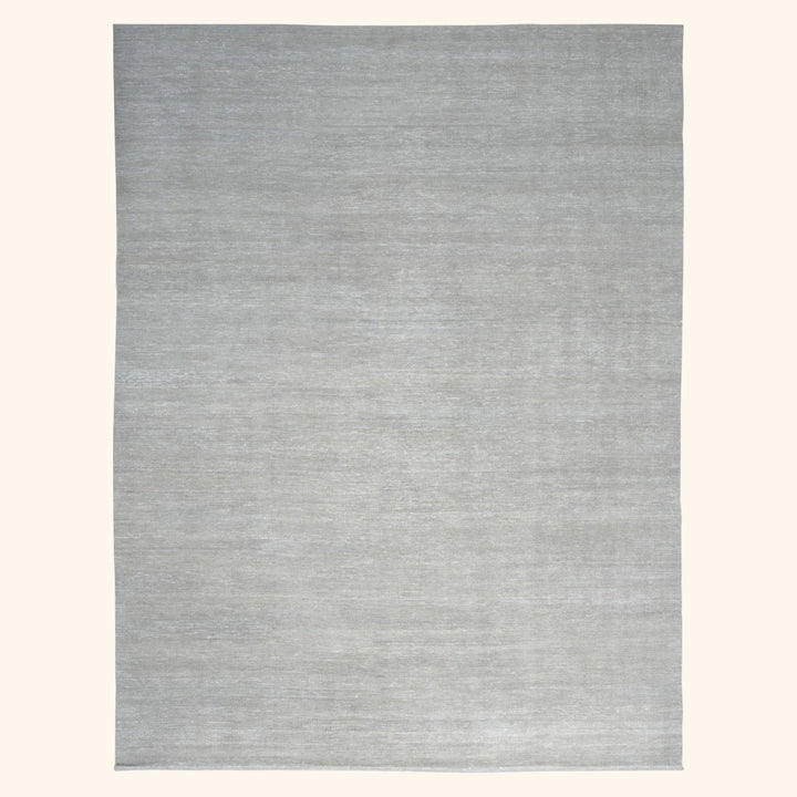 Solid Wool Saree Silk Blend Rug Grey / 12x18