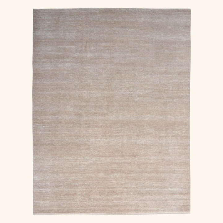 Solid Wool Saree Silk Blend Rug Beige / 10x14