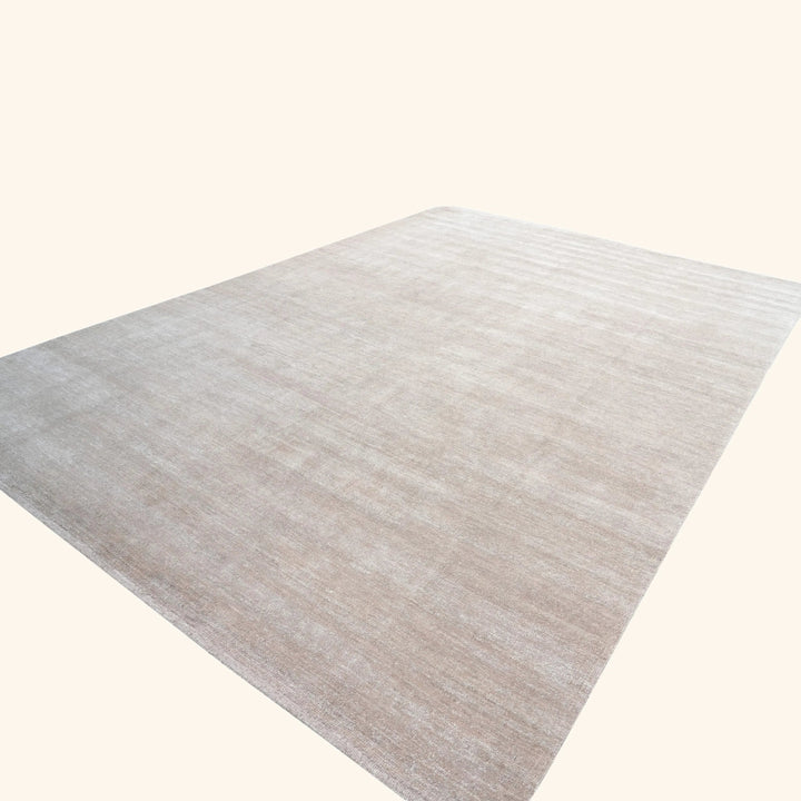 Solid Wool Saree Silk Blend Rug Beige / 10x14