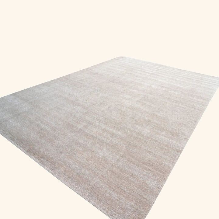 Solid Wool Saree Silk Blend Rug Beige / 10x14