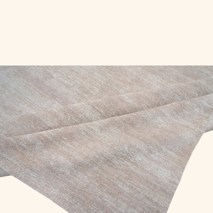Solid Wool Saree Silk Blend Rug Beige / 10x14