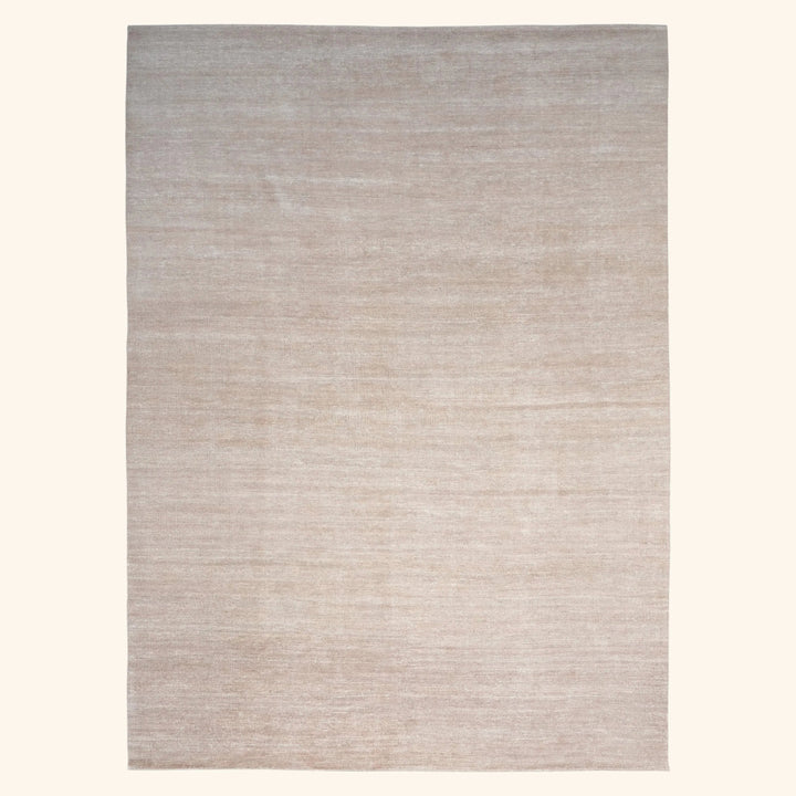 Solid Wool Saree Silk Blend Rug Beige / 12x18