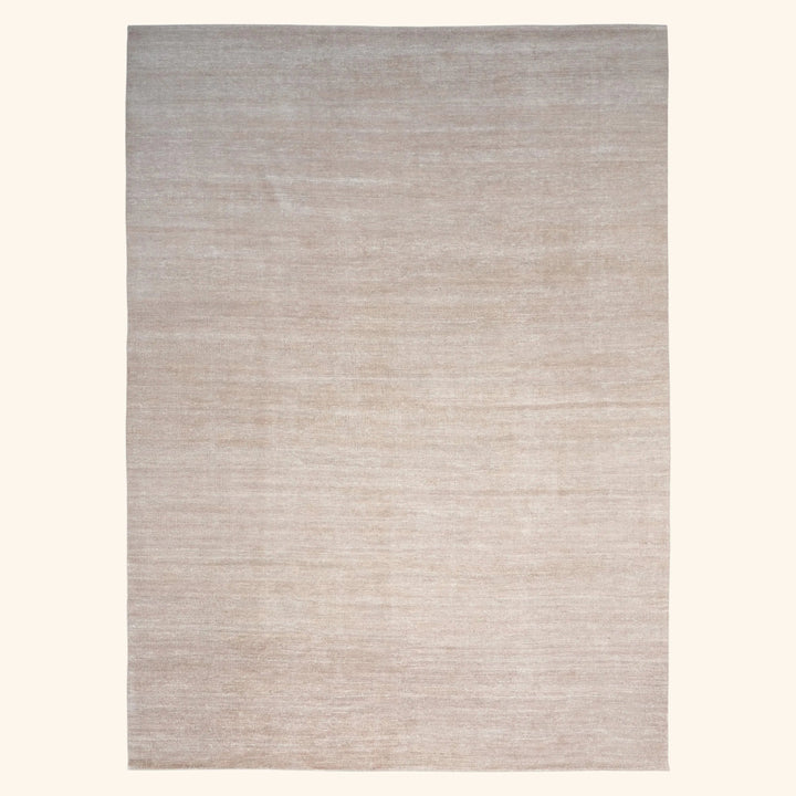 Solid Wool Saree Silk Blend Rug Beige / 12x18
