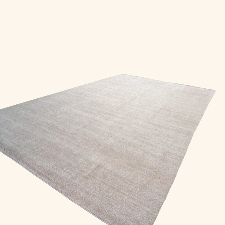 Solid Wool Saree Silk Blend Rug Beige / 12x18