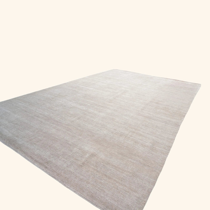 Solid Wool Saree Silk Blend Rug Beige / 12x18