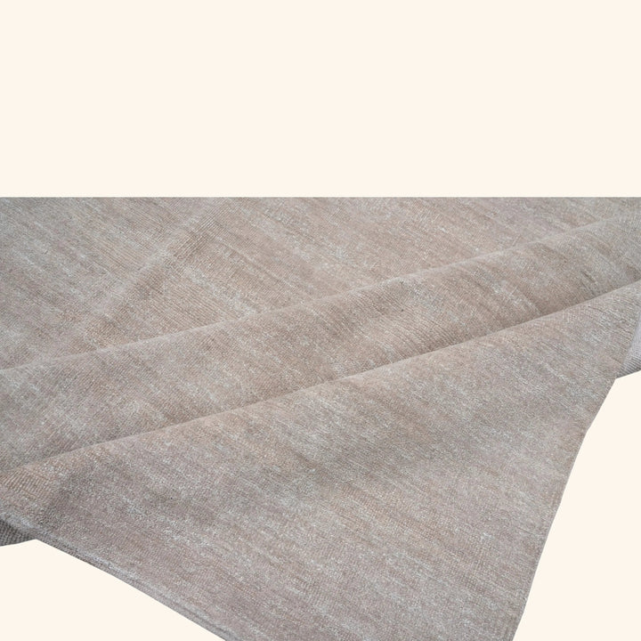 Solid Wool Saree Silk Blend Rug Beige / 12x18