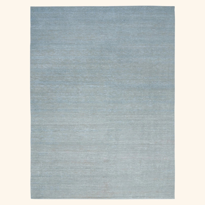 Solid Wool Saree Silk Blend Rug Sky Blue / 10x14