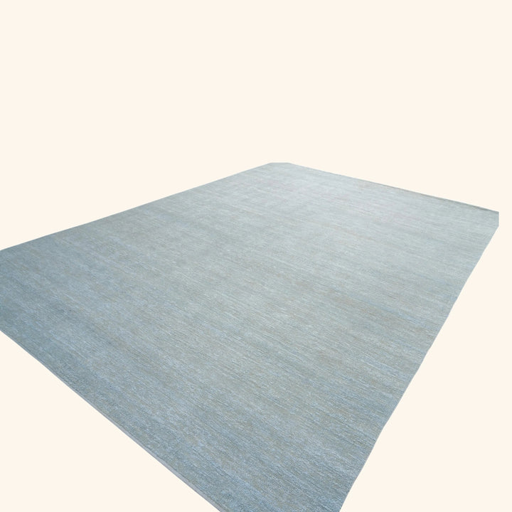 Solid Wool Saree Silk Blend Rug Sky Blue / 10x14