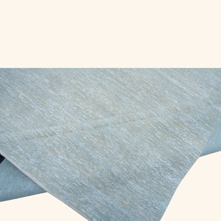 Solid Wool Saree Silk Blend Rug Sky Blue / 10x14