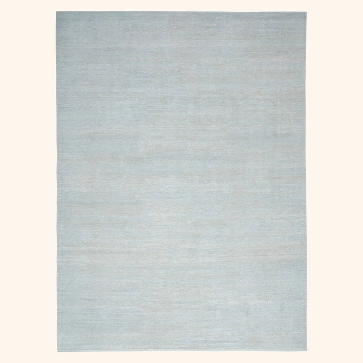 Solid Wool Saree Silk Blend Rug Sky Blue / 12x18