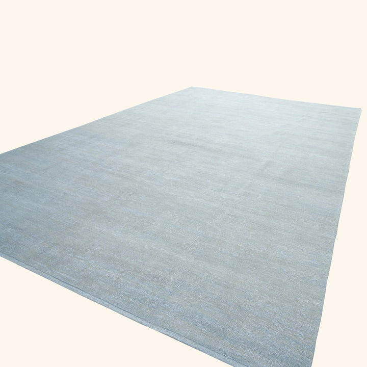 Solid Wool Saree Silk Blend Rug Sky Blue / 12x18