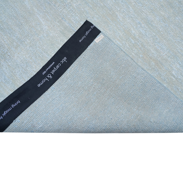 Solid Wool Saree Silk Blend Rug Sky Blue / 12x18