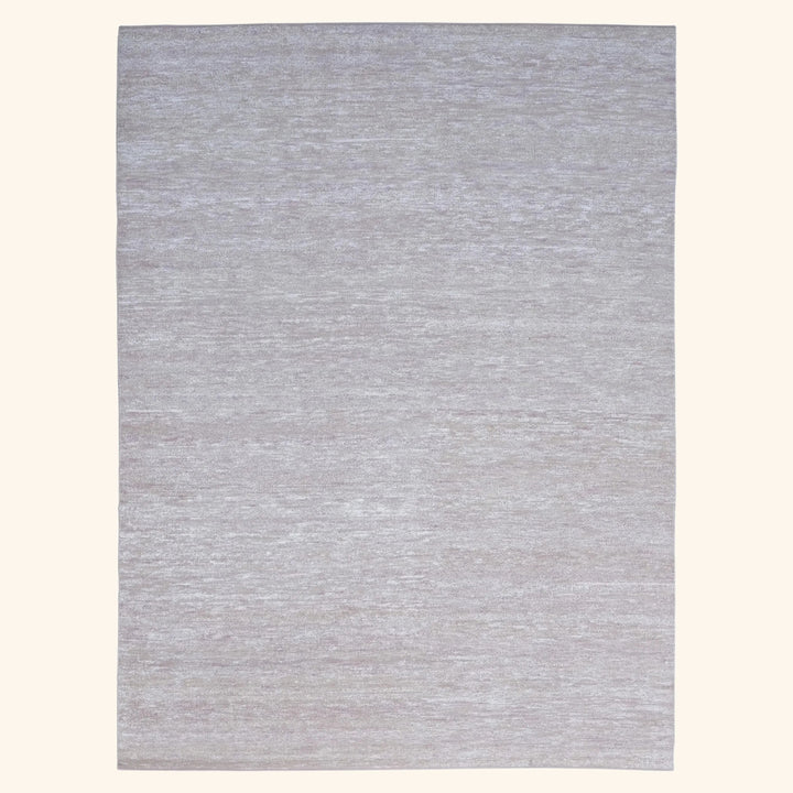 Solid Wool Saree Silk Blend Rug White & Pink / 6x9