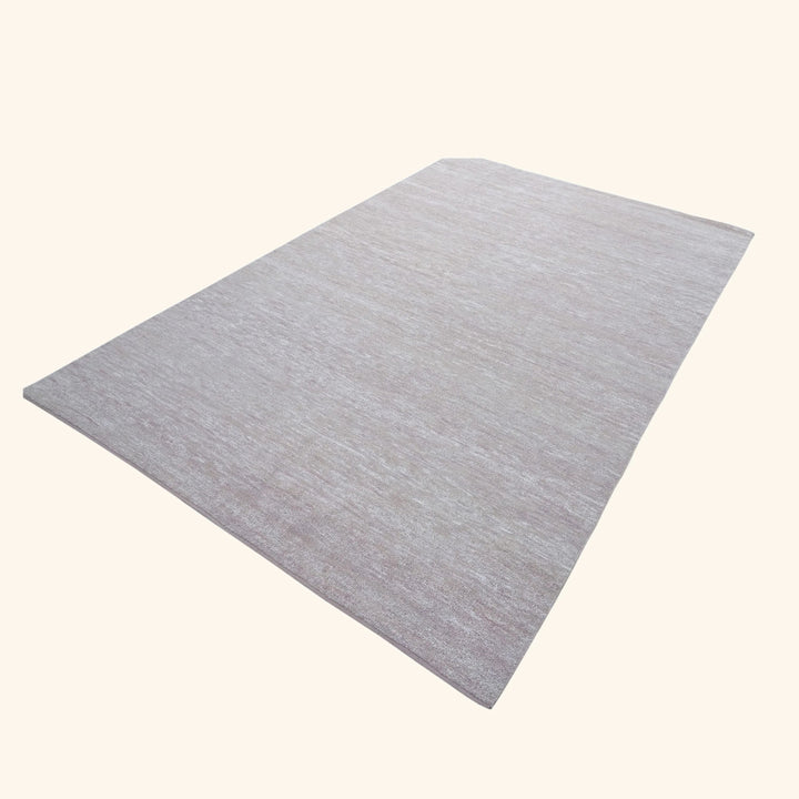 Solid Wool Saree Silk Blend Rug White & Pink / 6x9