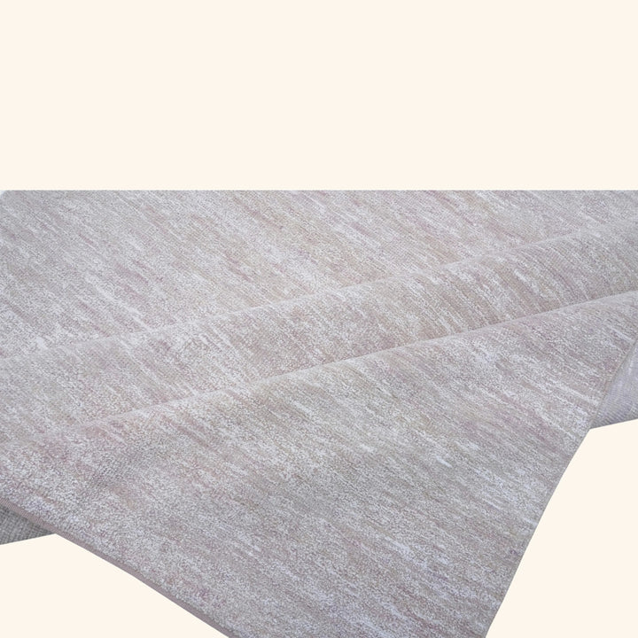 Solid Wool Saree Silk Blend Rug White & Pink / 6x9