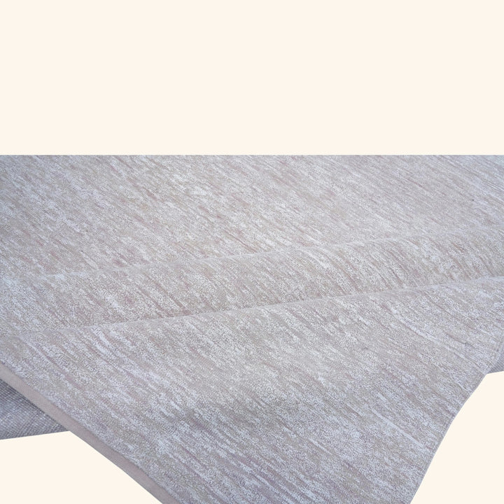 Solid Wool Saree Silk Blend Rug White & Pink / 10x14