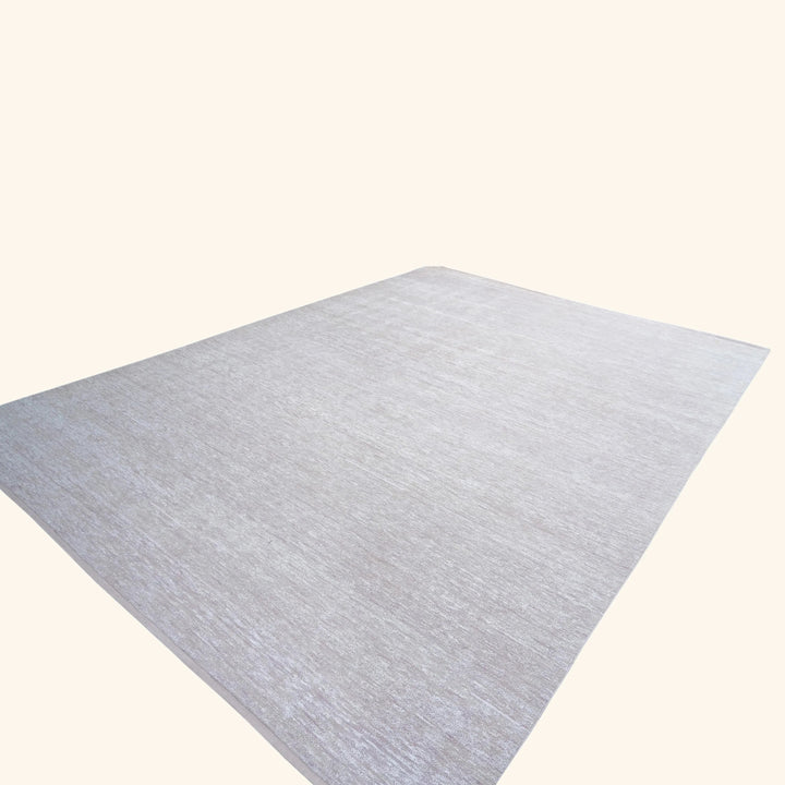 Solid Wool Saree Silk Blend Rug White & Pink / 10x14