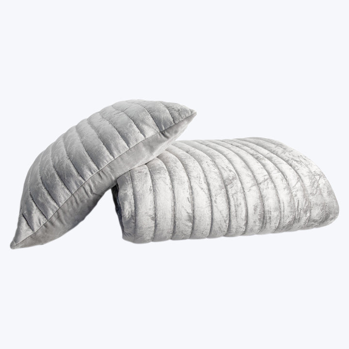 Channel Velvet Quilted Coverlet Grey Queen