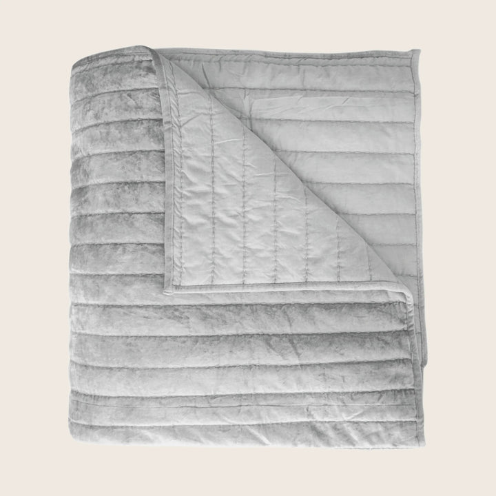 Channel Velvet Quilted Coverlet Grey Queen