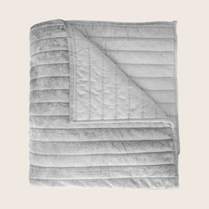 Channel Velvet Quilted Coverlet Grey Queen
