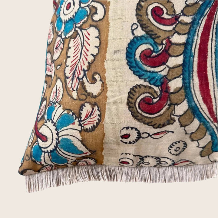 Peacock Block Print Lumbar Pillow
