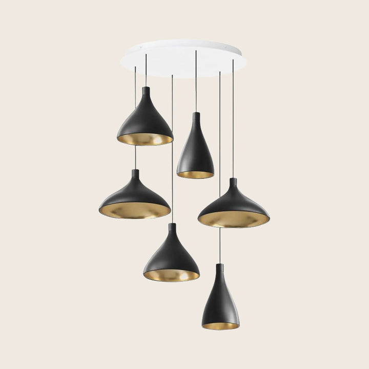 Swell LED Chandelier 31.5" Diameter / Black / Brass