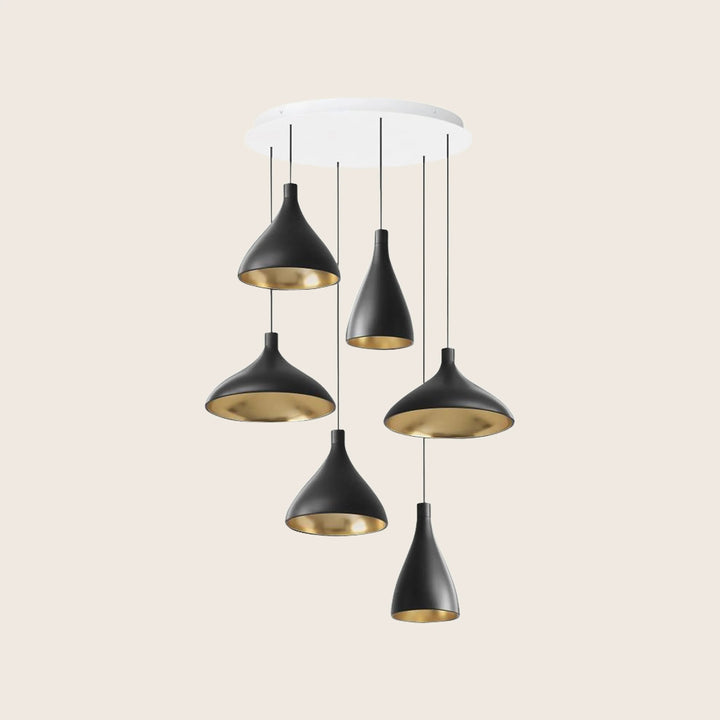 Swell LED Chandelier 31.5" Diameter / Black / Brass