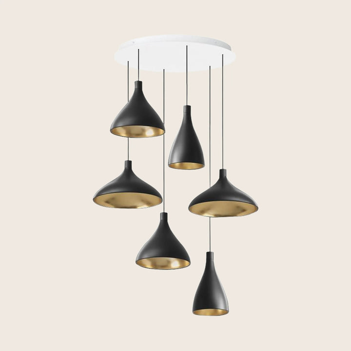 Swell LED Chandelier 31.5" Diameter / Black / Brass