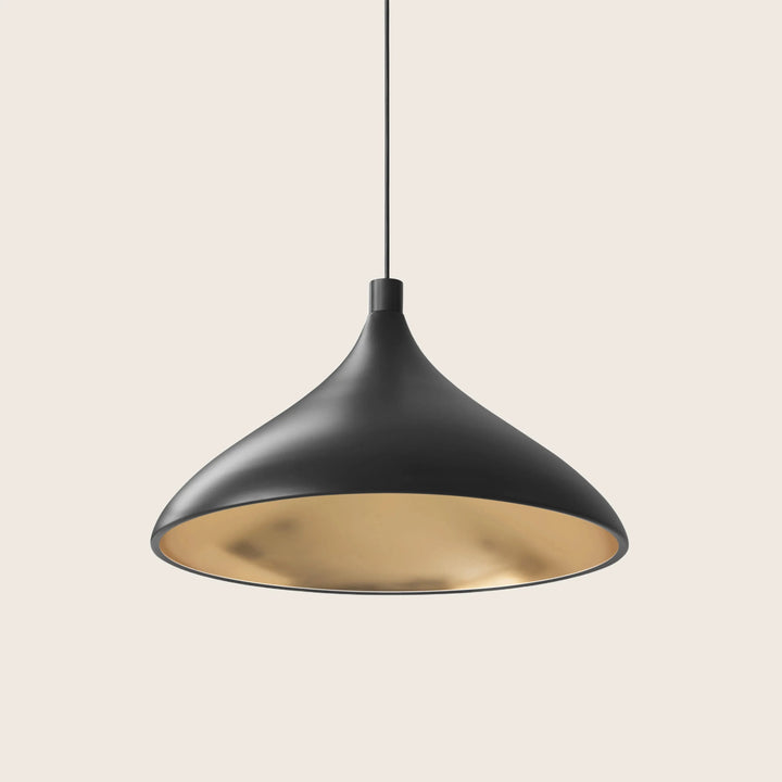 Swell LED Pendant XL Wide / Black / Brass