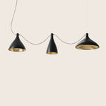 Swell LED 3-Strung Pendants Standard / Black / Brass