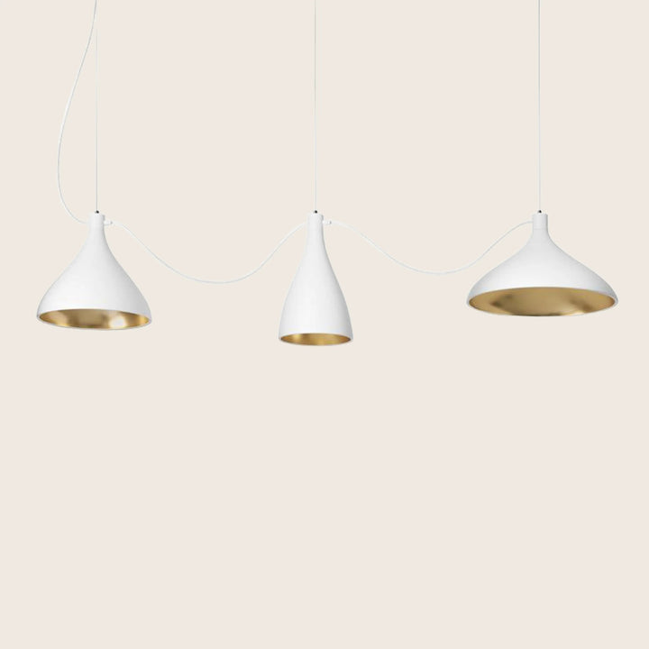 Swell LED 3-Strung Pendants Standard / White / Brass